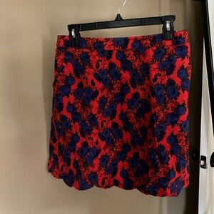 Red and blue mini skirt with pockets